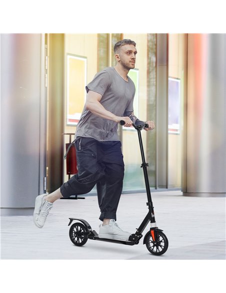 HOMCOM Kick Scooter Foldable Height Adjustable Aluminum Ride for 14+ Adult Teens with Rear Wheel Brake, Shock Mitigation System  - pic 4229 | FastDaddyshop