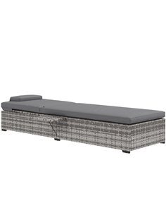 Outsunny Patio PE Rattan Lounger with Cushion, Grey 862-073V00CG