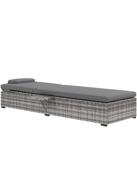 Outsunny Patio PE Rattan Lounger with Cushion, Grey 862-073V00CG - pic 42294 | FastDaddyshop