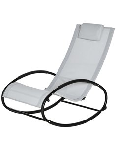 Outsunny Outdoor Rocking Chair Sun Lounger Recliner Rocker, Grey 84A-090V70GY