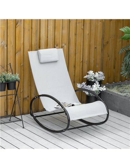 Outsunny Outdoor Rocking Chair Sun Lounger Recliner Rocker, Grey 84A-090V70GY - pic 42304 | FastDaddyshop
