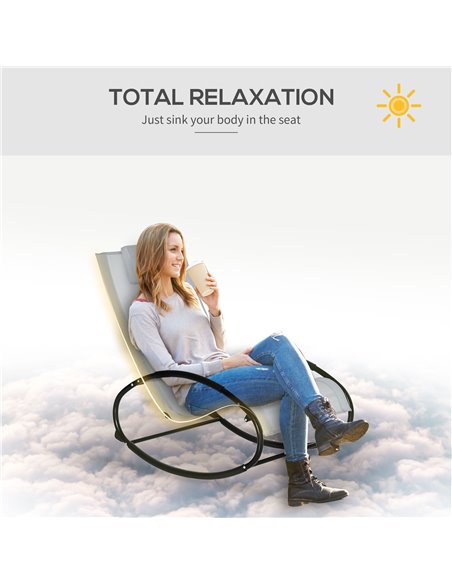 Outsunny Outdoor Rocking Chair Sun Lounger Recliner Rocker with Texteline Fabric Patio Garden Relaxer with Pillow Grey 84A-090V7 - pic 42309 | FastDaddyshop