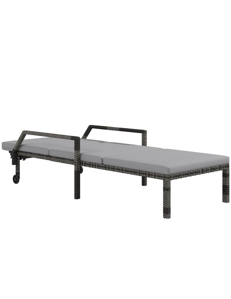 Outsunny Outdoor Sun Lounger, Rattan Wicker Chaise Recliner, Grey 862-035V71GY - pic 42312 | FastDaddyshop