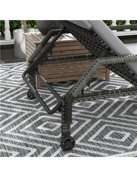 Outsunny Outdoor Sun Lounger, Rattan Wicker Chaise Recliner with 5-Level Adjustable Backrest and 2 Wheels 862-035V71GY - pic 42319 | FastDaddyshop