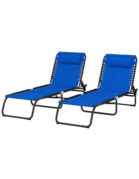 Outsunny 2 Pcs Folding Sun Lounger Beach Chaise Chair, Blue 84B-206V04BU - pic 42339 | FastDaddyshop