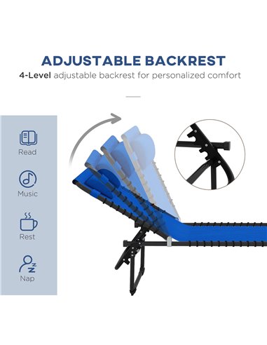Outsunny 2 Pcs Folding Sun Lounger Beach Chaise Chair, Blue 84B-206V04BU