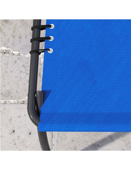 Outsunny 2 Pcs Folding Sun Lounger Beach Chaise Chair Garden Cot Camping Recliner with 4 Position Adjustable Blue 84B-206V04BU - pic 42347 | FastDaddyshop