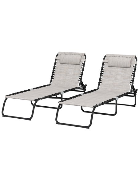Outsunny 2 Pcs Folding Sun Lounger Beach Chaise Chair, Cream White 84B-206V04CW - pic 42348 | FastDaddyshop
