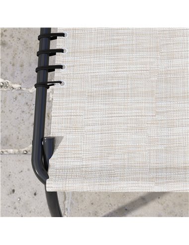 Outsunny 2 Pcs Folding Sun Lounger Beach Chaise Chair Garden Cot Camping Recliner with 4 Position Adjustable Cream White 84B-206