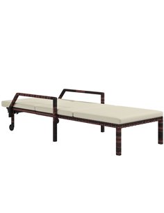 Outsunny Outdoor Sun Lounger, Rattan Wicker Chaise Recliner, Cream White 862-035V71CW