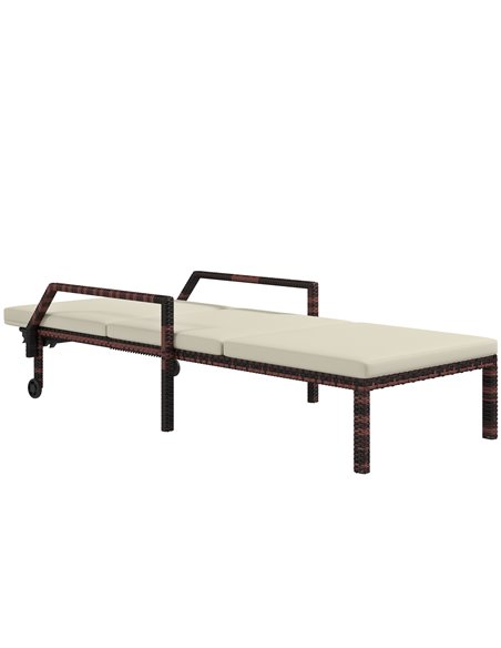 Outsunny Outdoor Sun Lounger, Rattan Wicker Chaise Recliner, Cream White 862-035V71CW - pic 42357 | FastDaddyshop
