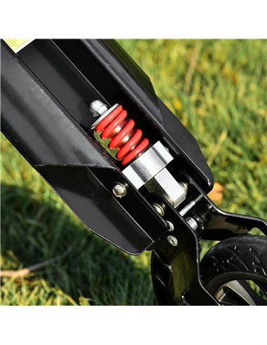 HOMCOM Kick Scooter Foldable Height Adjustable Aluminum Ride for 14+ Adult Teens with Rear Wheel Brake, Shock Mitigation System 