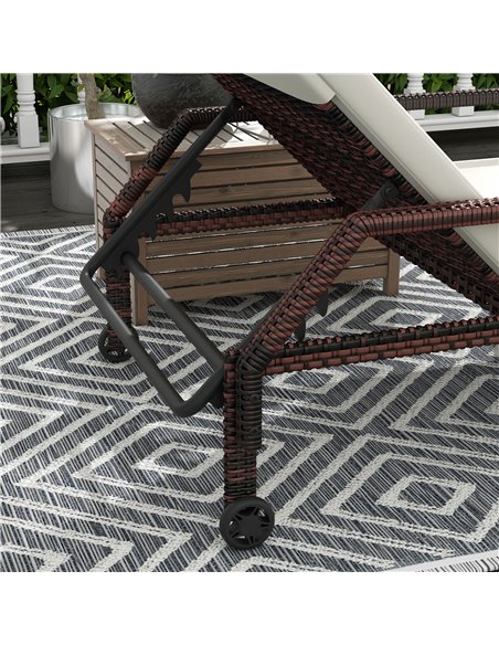 Outsunny Outdoor Sun Lounger, Rattan Wicker Chaise Recliner with 5-Level Adjustable Backrest and 2 Wheels 862-035V71CW - pic 42363 | FastDaddyshop