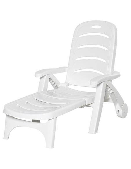Outsunny 2PCs Outdoor Folding Sun Lounger Recliner, White 84B-687V01WT - pic 42366 | FastDaddyshop