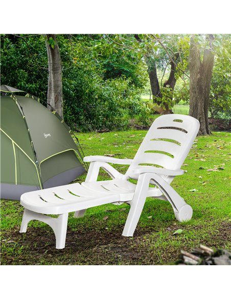 Outsunny 2PCs Outdoor Folding Sun Lounger Recliner, White 84B-687V01WT - pic 42369 | FastDaddyshop
