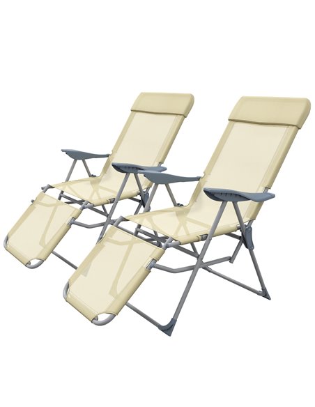 Outsunny Outdoor Sun Lounger Set of 2, Beige 84G-229V71BG - pic 42375 | FastDaddyshop