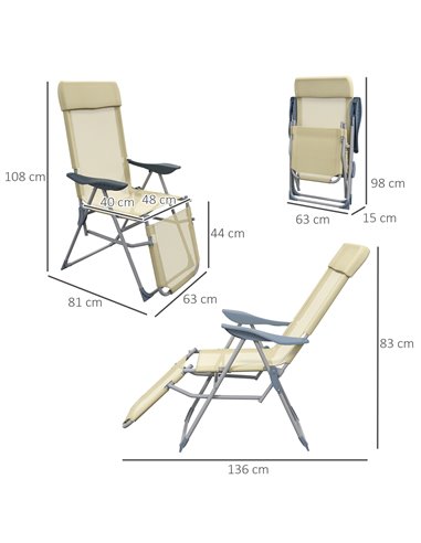 Outsunny Outdoor Sun Lounger Set of 2, Beige 84G-229V71BG