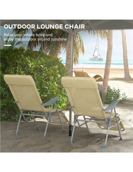 Outsunny Outdoor Sun Lounger Set of 2, Reclining Garden Chairs w/ Adjustable Footrest, 2 pcs Recliner w/ 5-level Adjustable Back - pic 42378 | FastDaddyshop