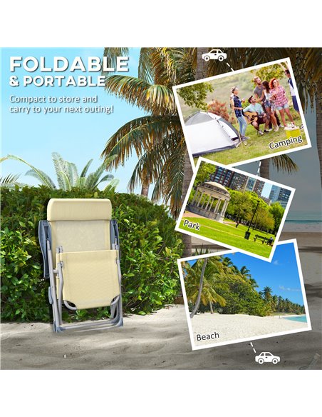 Outsunny Outdoor Sun Lounger Set of 2, Reclining Garden Chairs w/ Adjustable Footrest, 2 pcs Recliner w/ 5-level Adjustable Back - pic 42380 | FastDaddyshop
