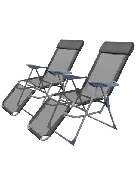 Outsunny Outdoor Sun Lounger Set of 2, Black 84G-229V71BK - pic 42384 | FastDaddyshop