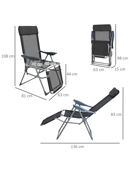 Outsunny Outdoor Sun Lounger Set of 2, Black 84G-229V71BK - pic 42386 | FastDaddyshop