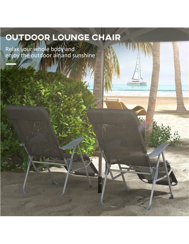 Outsunny Outdoor Sun Lounger Set of 2, Black 84G-229V71BK