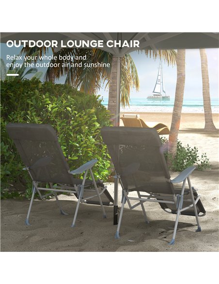 Outsunny Outdoor Sun Lounger Set of 2, Black 84G-229V71BK - pic 42387 | FastDaddyshop