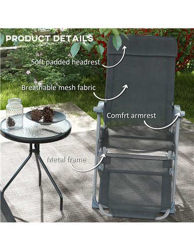 Outsunny Outdoor Sun Lounger Set of 2, Black 84G-229V71BK