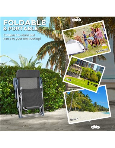 Outsunny Outdoor Sun Lounger Set of 2, Reclining Garden Chairs w/ Adjustable Footrest, 2 pcs Recliner w/ 5-level Adjustable Back