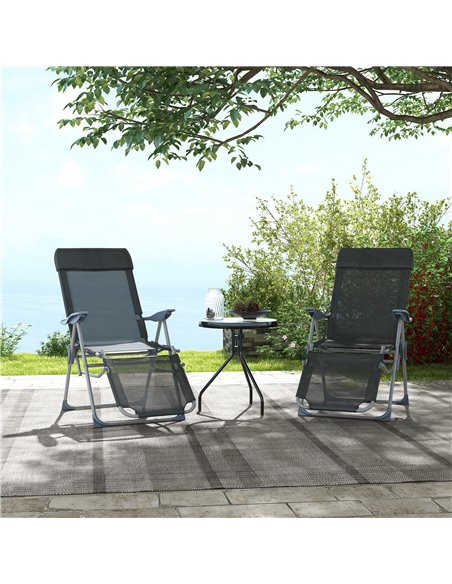 Outsunny Outdoor Sun Lounger Set of 2, Reclining Garden Chairs w/ Adjustable Footrest, 2 pcs Recliner w/ 5-level Adjustable Back - pic 42391 | FastDaddyshop