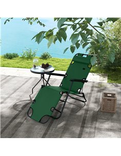 Outsunny 2 in 1 Sun Lounger Folding Reclining Chair, Green 84B-043V00GN 2