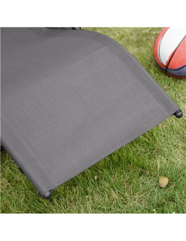 Outsunny 2Pcs Garden Rocking Chair, Patio Sun Lounger Rocker Chair w/ Breathable Mesh Fabric, Removable Headrest Pillow, Side St