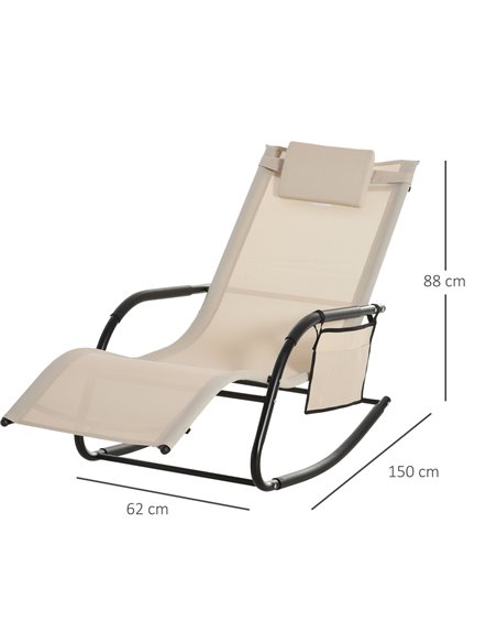 Outsunny 2Pcs Garden Rocking Chair, Patio Sun Lounger Rocker Chair, Cream White 84A-P022 - pic 42413 | FastDaddyshop