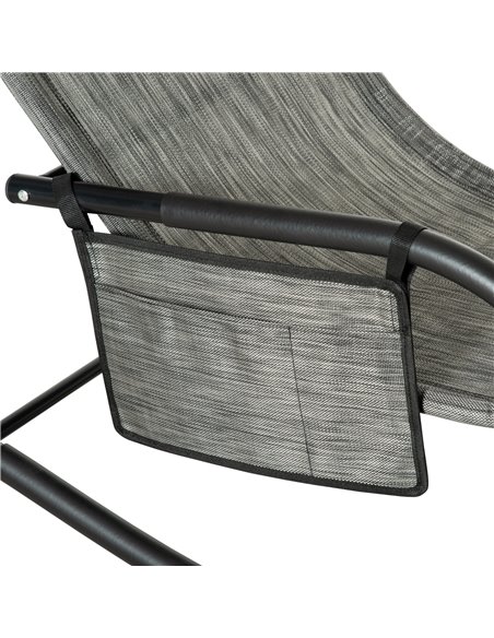 Outsunny 2Pcs Garden Rocking Chair, Patio Sun Lounger Rocker Chair w/ Breathable Mesh Fabric, Removable Headrest Pillow, Side St - pic 42428 | FastDaddyshop