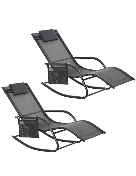 Outsunny 2Pcs Patio Sun Lounger Rocker Chair, Black 84A-P023 - pic 42429 | FastDaddyshop