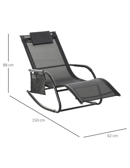Outsunny 2Pcs Patio Sun Lounger Rocker Chair, Black 84A-P023 - pic 42431 | FastDaddyshop