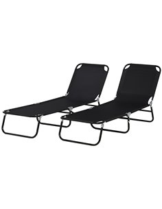 Outsunny Folding Sun Loungers Set of 2, Outdoor Day Bed, Black 84G-182V00BK