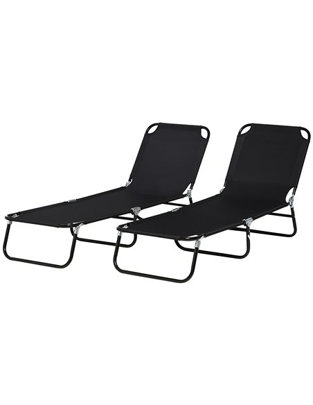Outsunny Folding Sun Loungers Set of 2, Outdoor Day Bed, Black 84G-182V00BK - pic 42438 | FastDaddyshop