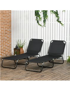 Outsunny Folding Sun Loungers Set of 2, Outdoor Day Bed, Black 84G-182V00BK 2
