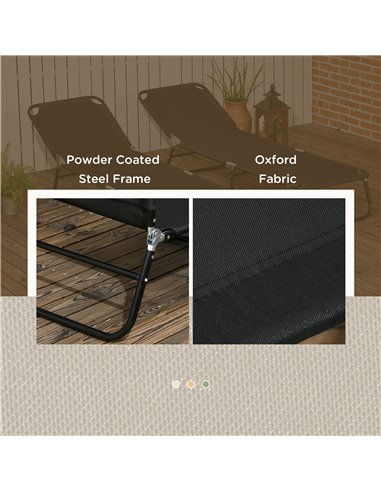 Outsunny Folding Sun Loungers Set of 2, Outdoor Day Bed, Black 84G-182V00BK