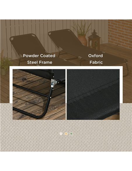 Outsunny Folding Sun Loungers Set of 2, Outdoor Day Bed, Black 84G-182V00BK - pic 42442 | FastDaddyshop