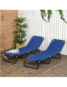 Outsunny Folding Sun Loungers Set of 2, Outdoor Day Bed, Blue 84G-182V00BU 2