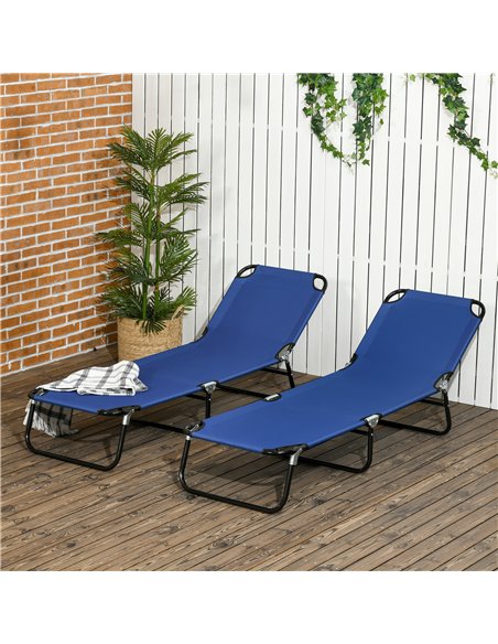 Outsunny Folding Sun Loungers Set of 2, Outdoor Day Bed, Blue 84G-182V00BU - pic 42448 | FastDaddyshop