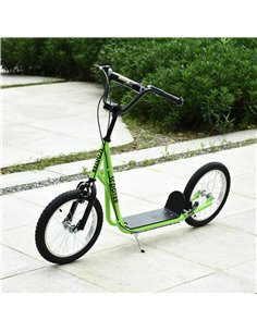 HOMCOM Teen Kids Stunt Scooter Children Kick Scooter Adjustable Handlebar 2 Brakes Ride On 16 Inch Rubber Tyres Green