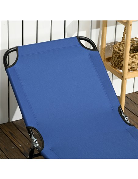 Outsunny Folding Sun Loungers Set of 2, Outdoor Day Bed with Reclining Back, Steel Recliner Garden Chairs with Breathable Mesh f - pic 42453 | FastDaddyshop