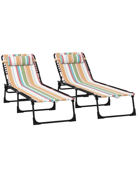 Outsunny 2 Pcs Folding Sun Lounger Beach Chaise Chair, Multicolored 84B-206V02MX - pic 42456 | FastDaddyshop