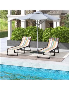 Outsunny 2 Pcs Folding Sun Lounger Beach Chaise Chair, Multicolored 84B-206V02MX 2