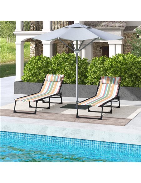 Outsunny 2 Pcs Folding Sun Lounger Beach Chaise Chair, Multicolored 84B-206V02MX - pic 42457 | FastDaddyshop