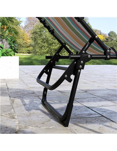 Outsunny 2 Pcs Folding Sun Lounger Beach Chaise Chair Garden Cot Camping Recliner with 4 Position Adjustable Multicolored 84B-20