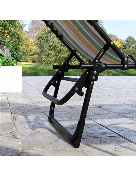 Outsunny 2 Pcs Folding Sun Lounger Beach Chaise Chair Garden Cot Camping Recliner with 4 Position Adjustable Multicolored 84B-20 - pic 42464 | FastDaddyshop
